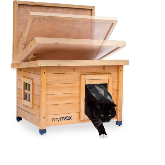 Wooden Cat House with Opening Top Hatch Pet Shelter for Indoor and Outdoor Use
