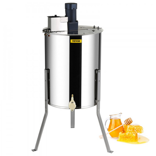 Electric Stainless Steel Honey Extractor 4/8 Frame Centrifuge Honey Separator with Lid 140W Adjustable Height Beekeeping Equipment