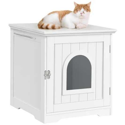 Cat Toilet House with Door 20x21x22 inch Litter Box Enclosure Furniture
