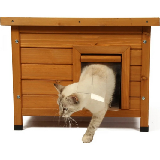 Wooden Cat House Indoor Outdoor Pet Shelter for Cats