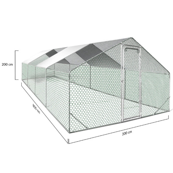 Chicken Coop Run 258 Sq Ft - Galvanized Steel Chicken Enclosure Yard