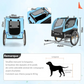 Foldable Dog Bike Trailer Oxford Canvas Pet Carrier Stroller with Flag 8 Reflectors Max Load 88 lbs