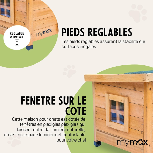 Wooden Cat House with Opening Top Hatch Pet Shelter for Indoor and Outdoor Use