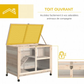 2-Level Rabbit Hutch on Wheels with Hideaway and Removable Waste Tray