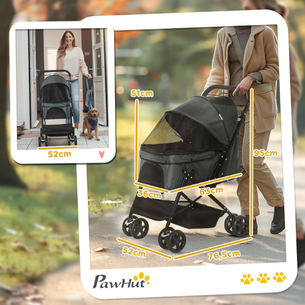 Dog Stroller with 4 Swivel Wheels Pet Stroller for Small Dogs and Puppies