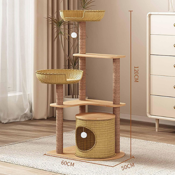 Cat Tree Tower with Sisal Scratching Post - Cat Condo and Climbing Furniture