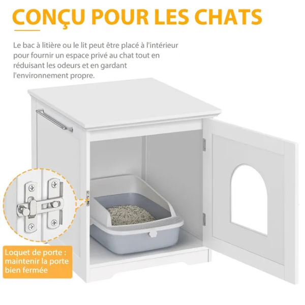 Cat Toilet House with Door 20x21x22 inch Litter Box Enclosure Furniture
