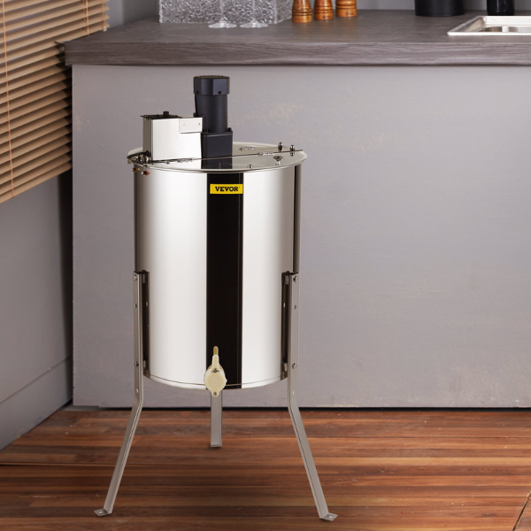 Electric Stainless Steel Honey Extractor 4/8 Frame Centrifuge Honey Separator with Lid 140W Adjustable Height Beekeeping Equipment