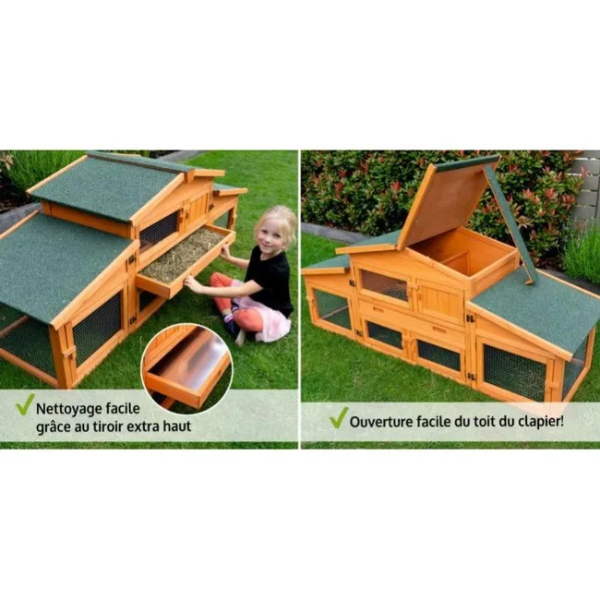 Outdoor Rabbit Hutch Cage 185x51x75cm Large Small Animal House for Pets