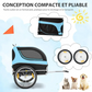 Foldable Dog Bike Trailer Oxford Canvas Pet Carrier Stroller with Flag 8 Reflectors Max Load 88 lbs