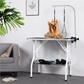 Foldable Dog Grooming Table Adjustable Arm 2 Straps Storage Basket Large Non Slip Work Surface Supports Up to 220lbs