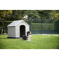 Beige and Brown Plastic Dog House 39 x 37 x 39 Inches Durable Outdoor Pet Kennel