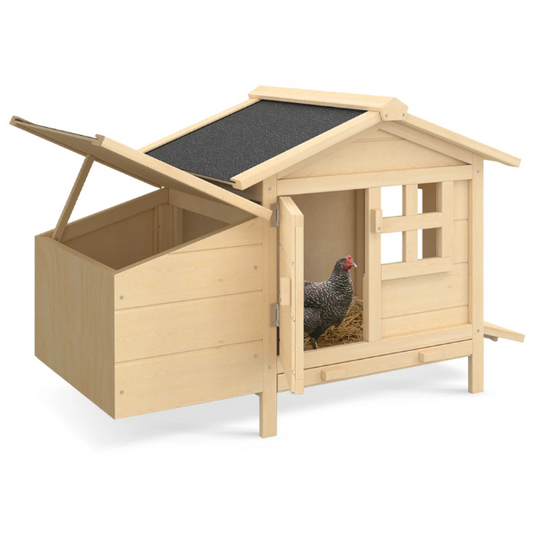 Elevated Wooden Chicken Coop with Nesting Box