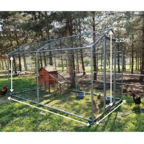 8m² Chicken Coop Run 32mm Tubes 7.4ft High - Reinforced Wire Mesh Pen 13x6.5ft - Galvanized Steel