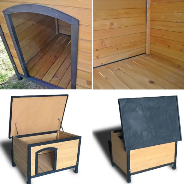 Outdoor Large Dog House Pine Wood with Roof Vent 89x31x32 Inches