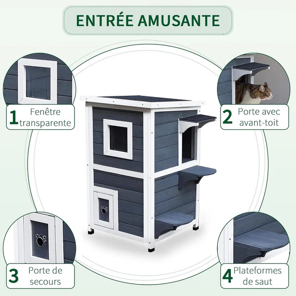 Weatherproof Outdoor Cat House Durable Shelter for Cats
