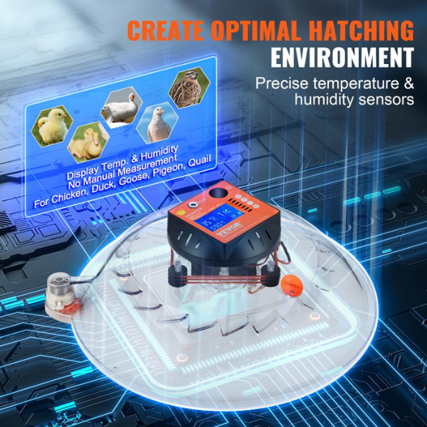 Automatic Egg Incubator with Auto Turn 48 Eggs Temperature and Humidity Control