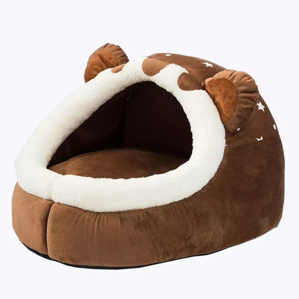 Bear Shaped Cat Bed Cozy Plush Soft Pet Sleeping Mat for Cats