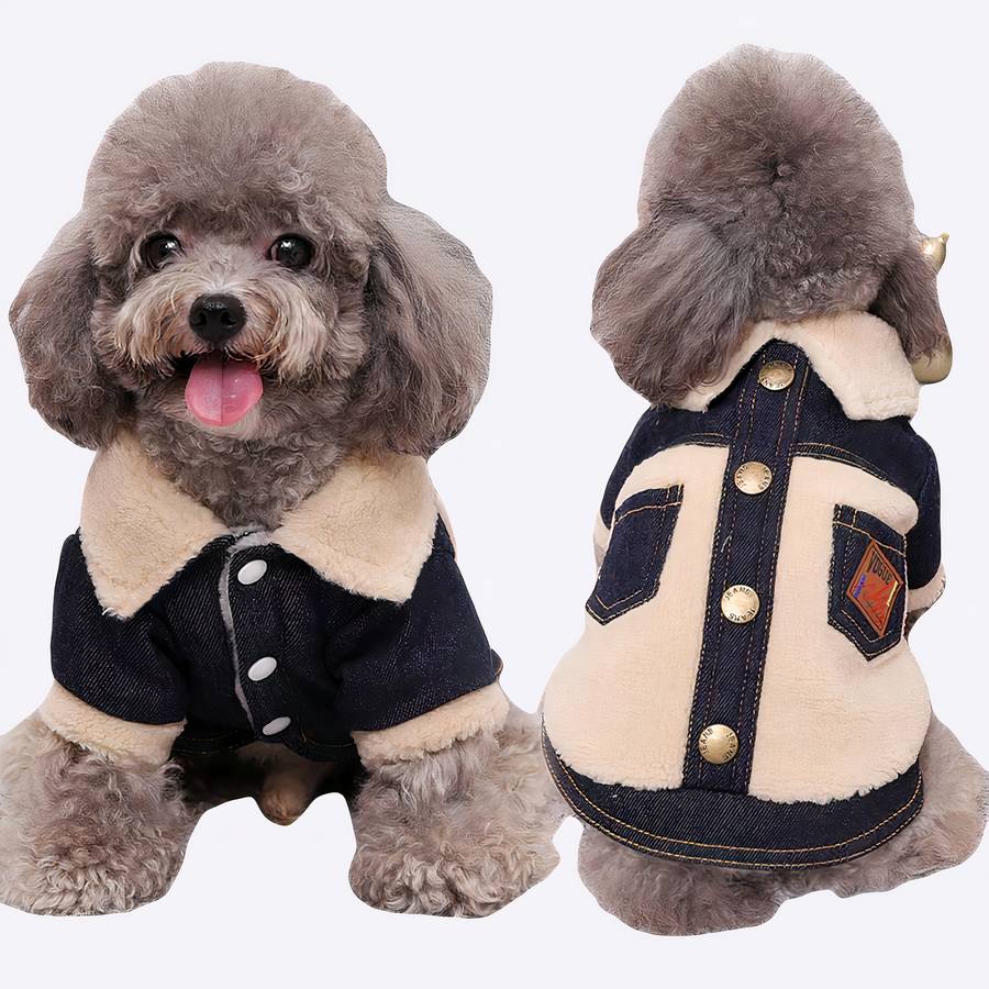 Denim Winter Coat for Dogs Warm Pet Jacket Small Medium Large Sizes