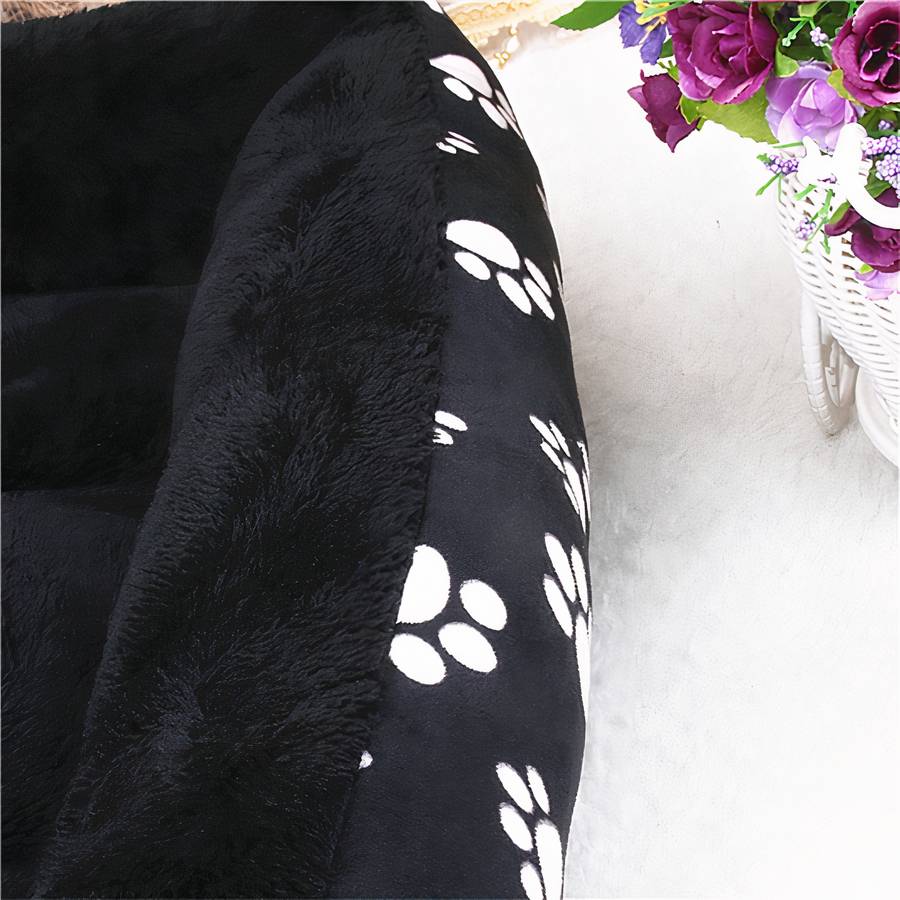 Large Black Dog Bed XXL with Paw Print Design