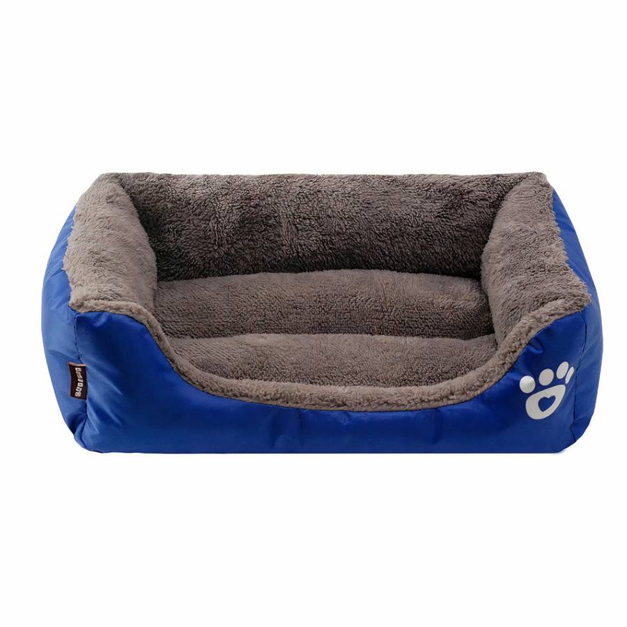 XXL Dog Bed Rectangular Cotton Basket with Paw Print Pattern