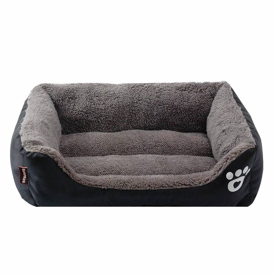 XXL Dog Bed Rectangular Cotton Basket with Paw Print Pattern