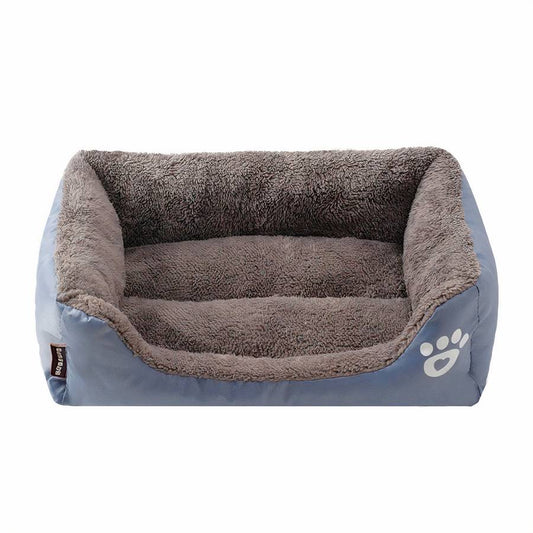 XXL Dog Bed Rectangular Cotton Basket with Paw Print Pattern
