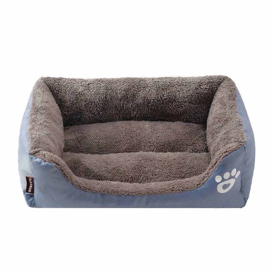 XXL Dog Bed Rectangular Cotton Basket with Paw Print Pattern
