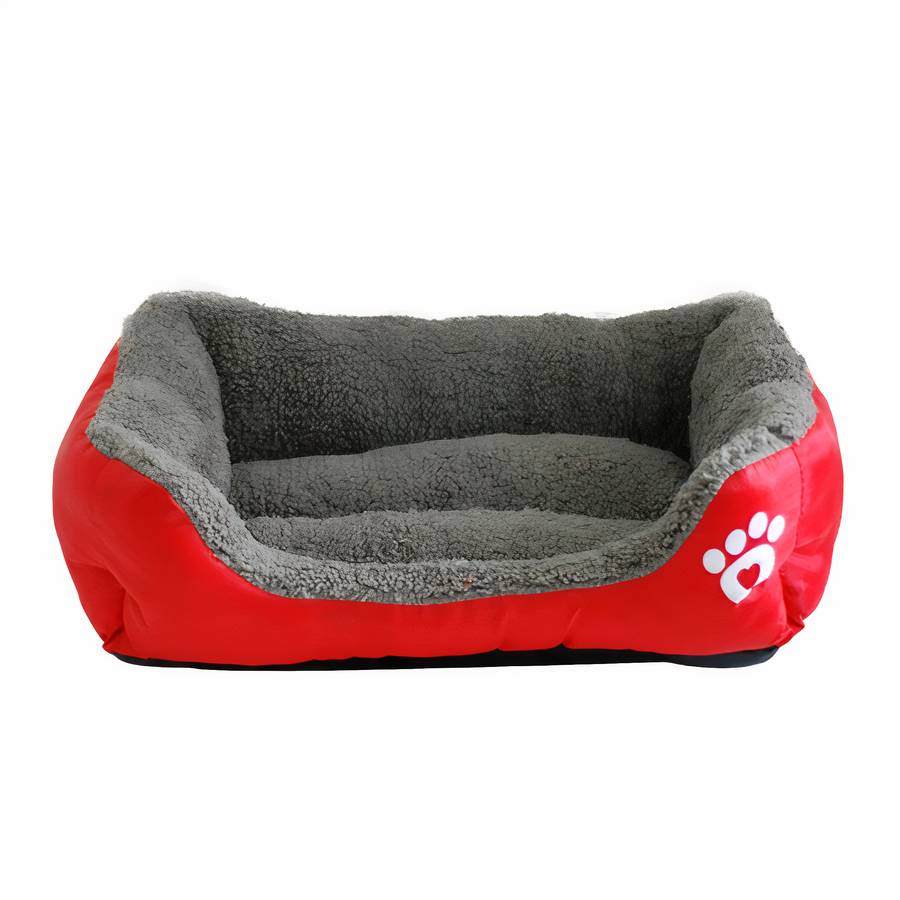 XXL Dog Bed Rectangular Cotton Basket with Paw Print Pattern