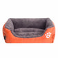 XXL Dog Bed Rectangular Cotton Basket with Paw Print Pattern