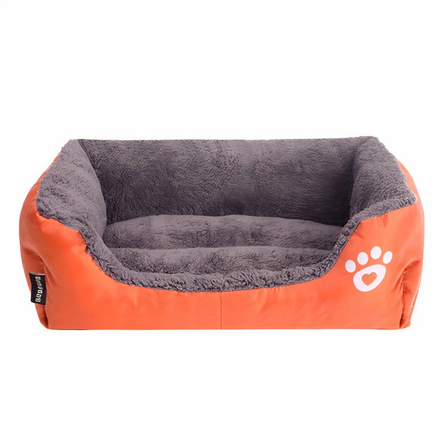 XXL Dog Bed Rectangular Cotton Basket with Paw Print Pattern