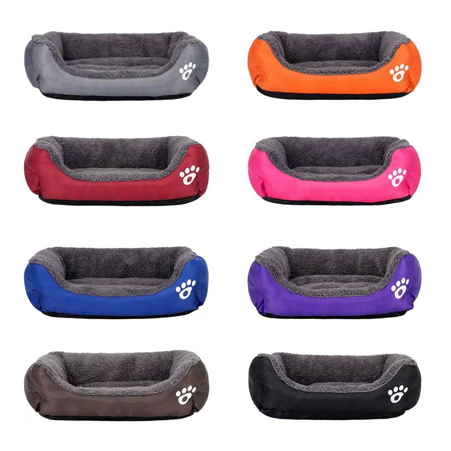 XXL Dog Bed Rectangular Cotton Basket with Paw Print Pattern