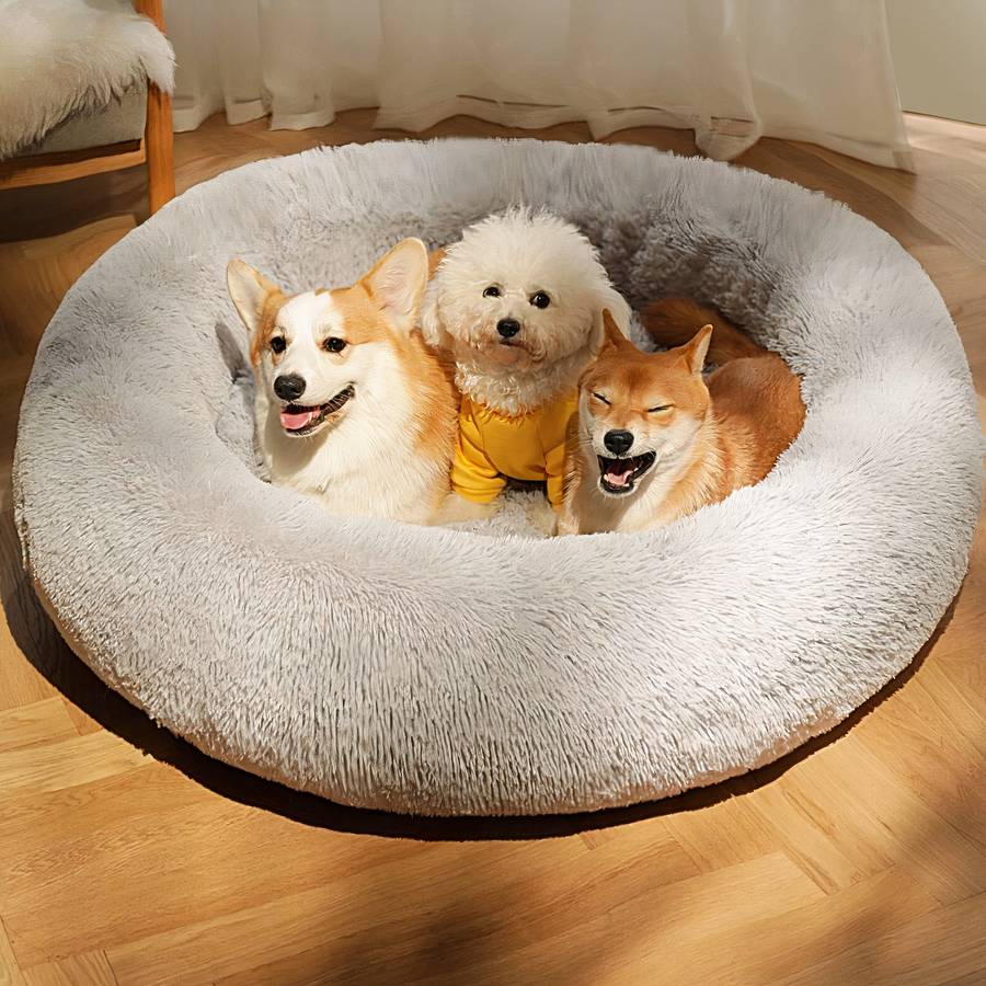 XXL Plush Round Dog Bed Cozy Soft Pet Basket