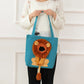 Lion Motif Cat Print Tote Bag Casual Shoulder Bag for Women and Teens
