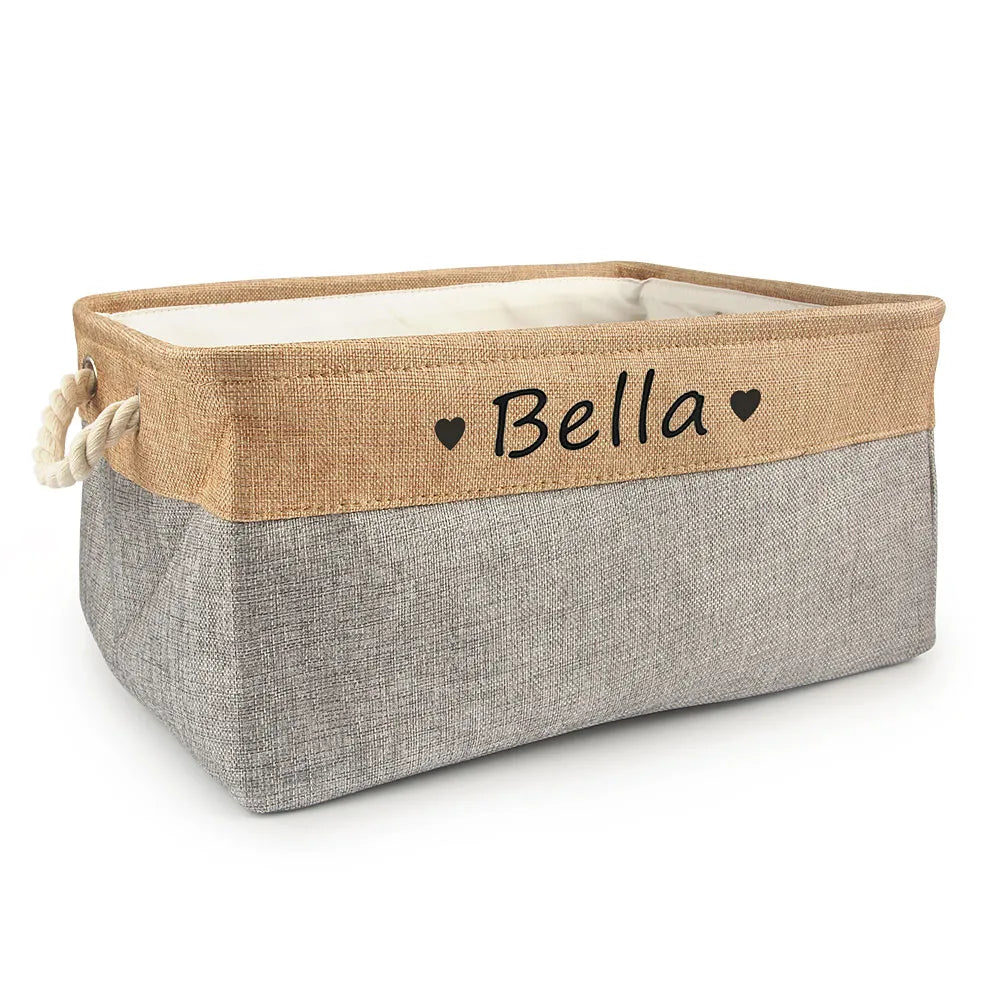 Personalized Pet Storage Basket Customizable Organizer for Dogs and Cats