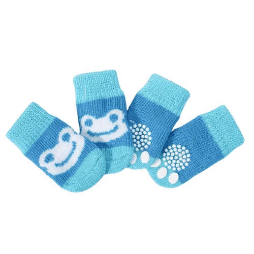 Dog Socks Blue Frog Pattern Pet Socks for Small Medium Dogs