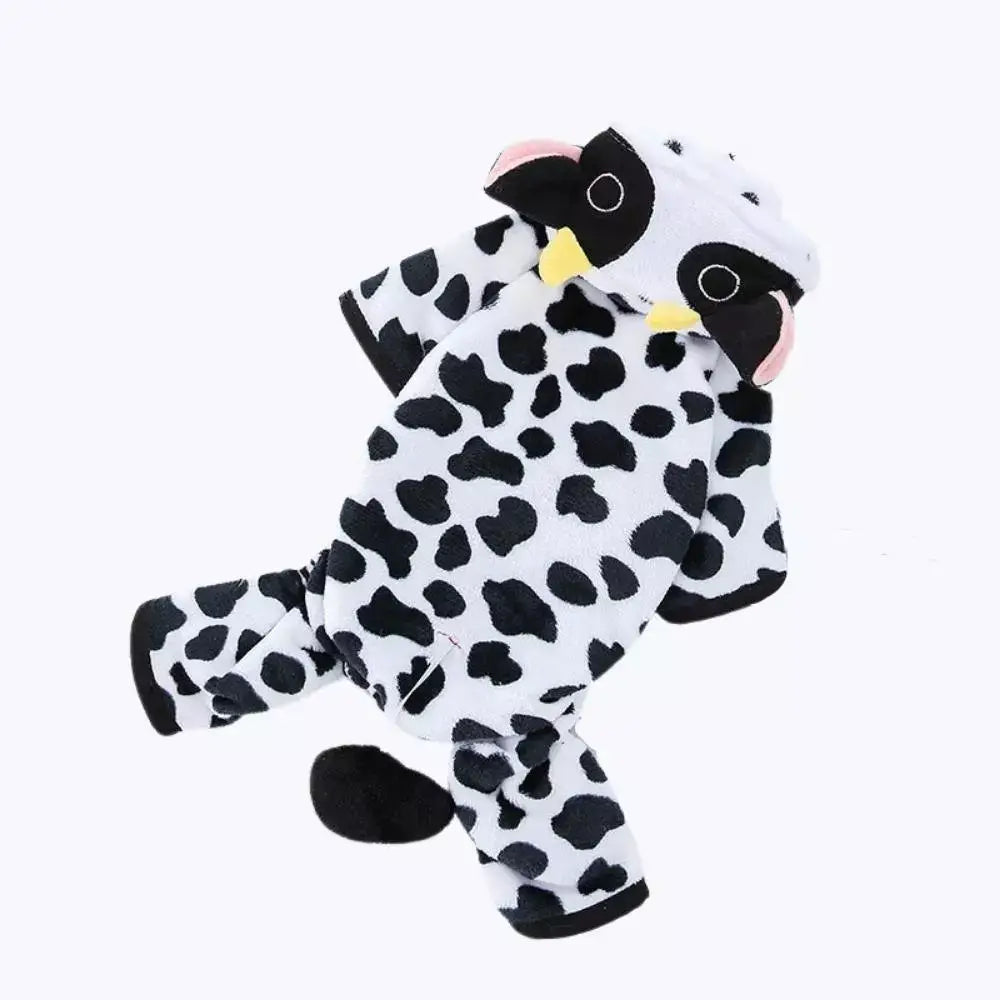 Cow Print Cat Onesie Costume with Hood Animal Pajamas for Kids and Adults