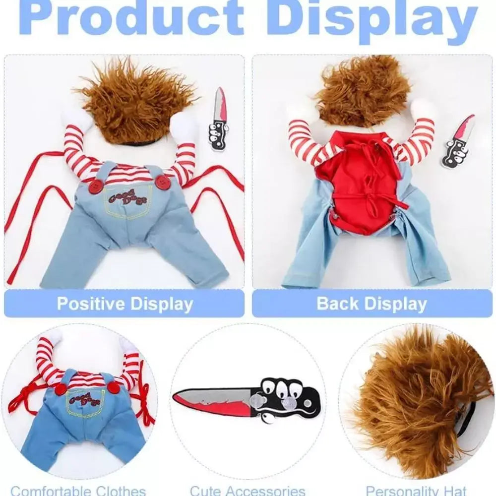 Chucky Cat Halloween Costume Kids Scary Doll Dress Up