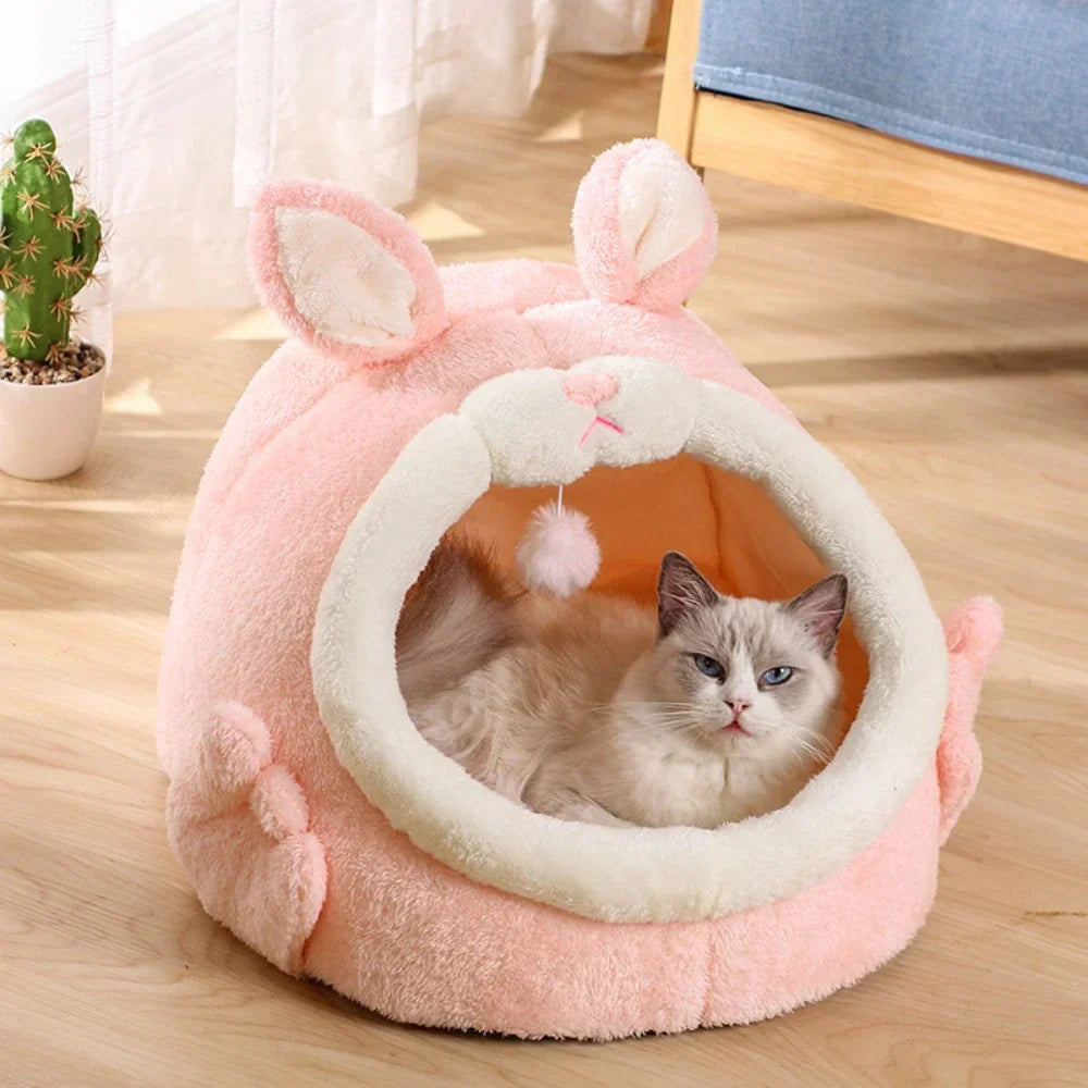 Rabbit Shaped Cat Bed Cozy Pet Sleeping Spot for Cats
