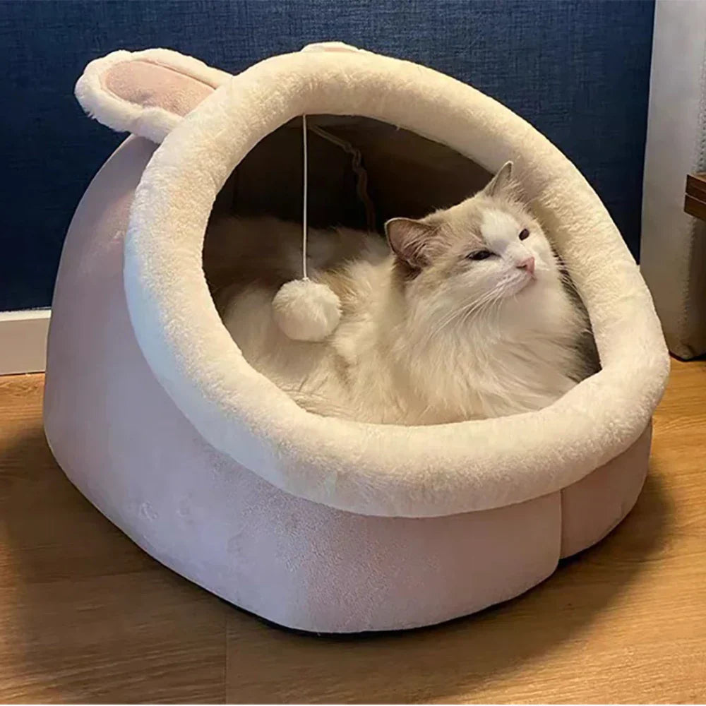 Soft Cat Bed Basket Plush Pet Sleeping Basket
