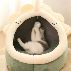 Soft Cat Bed Basket Plush Pet Sleeping Basket