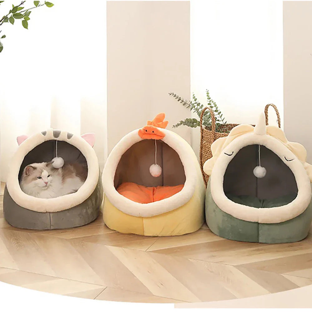 Soft Cat Bed Basket Plush Pet Sleeping Basket