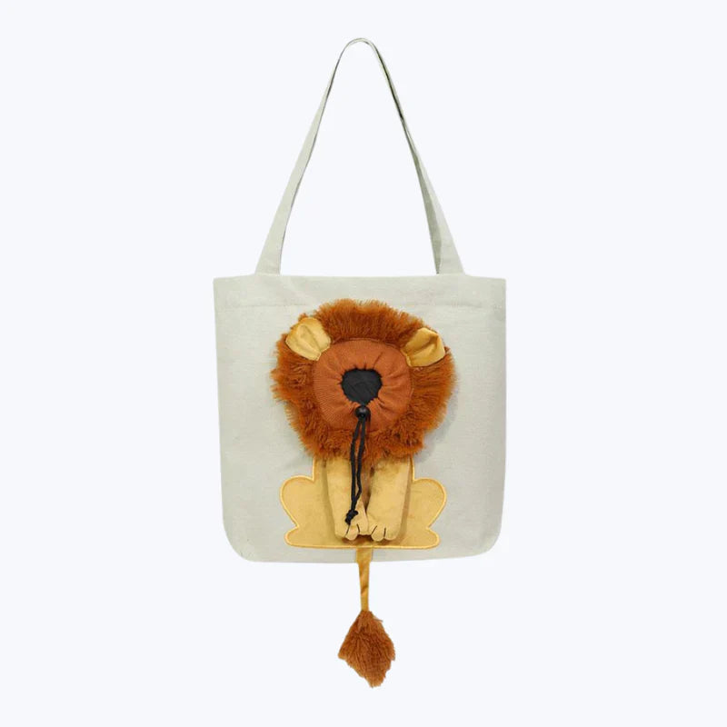 Lion Motif Cat Print Tote Bag Casual Shoulder Bag for Women and Teens