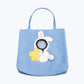 Animal Print Cat Tote Bag Wooden Handle Reusable Shopping Bag Eco Friendly