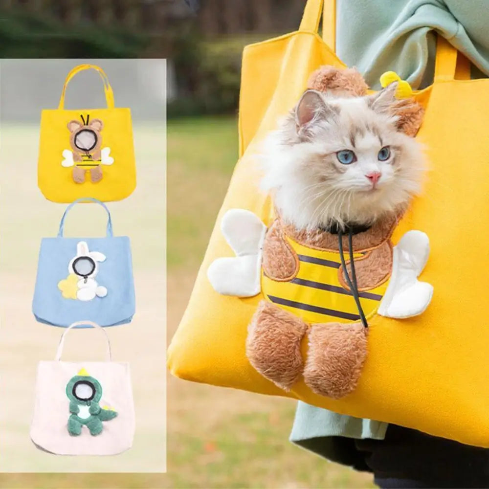 Animal Print Cat Tote Bag Wooden Handle Reusable Shopping Bag Eco Friendly