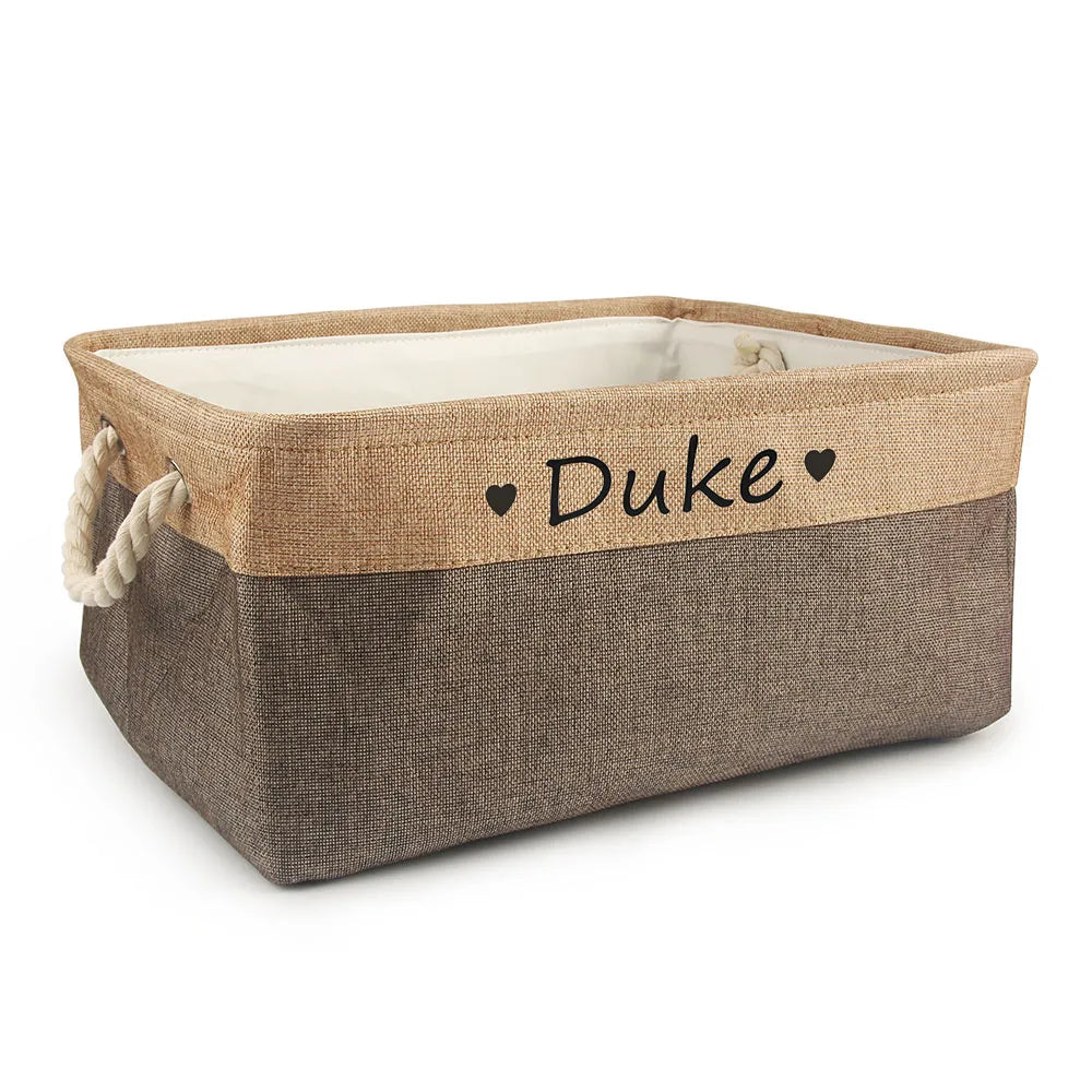 Personalized Pet Storage Basket Customizable Organizer for Dogs and Cats