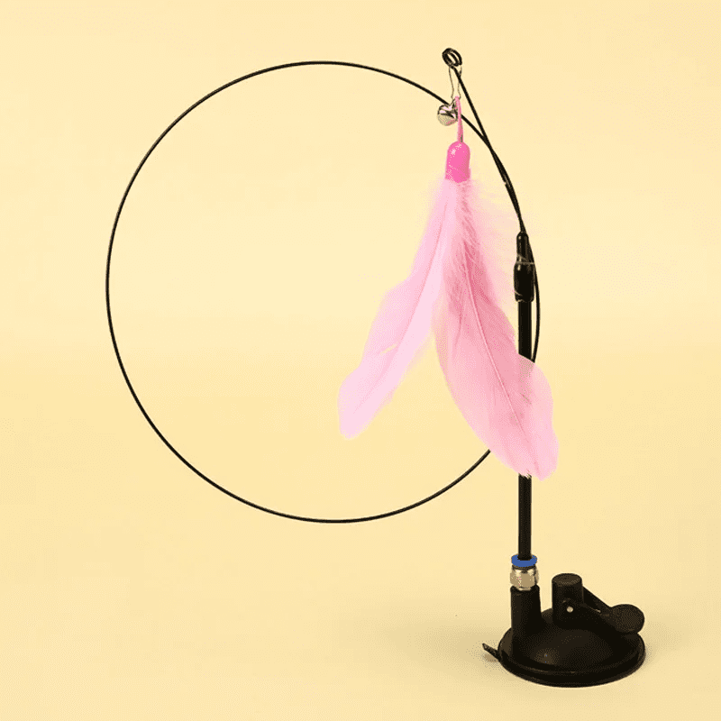 Cat Fishing Rod Toy with Suction Cup Interactive Cat Wand Teaser