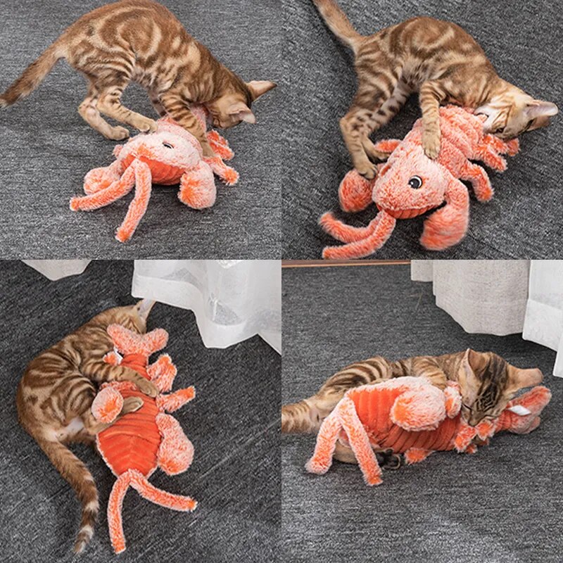 Interactive Pet Toy Crawfish Plush for Cats and Dogs