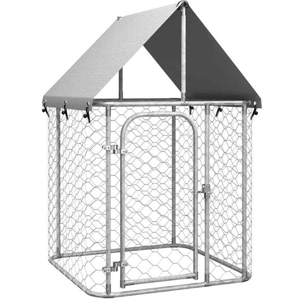 Outdoor Dog Kennel with Galvanized Steel Roof and Polyethylene Fabric 400x150x200 cm