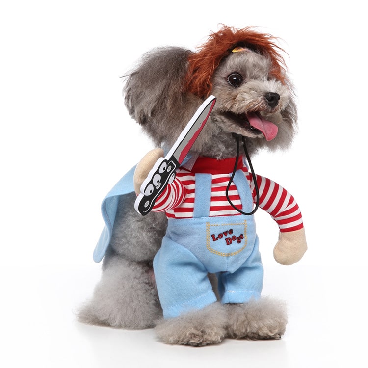 Chucky Costume for Dogs and Cats Horror Pet Outfit Halloween Pet Costume